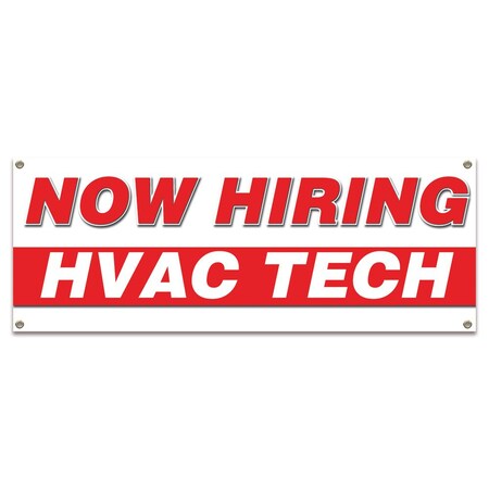 Signmission Now Hiring HVAC Tech Banner Apply Inside Accepting Application Single Sided B-30260